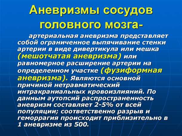 Аневризмы сосудов головного мозга: клинические аспекты и хирургическое лечение.