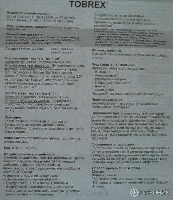 Применение глазных капель Тобрекс