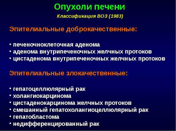 Виды печеночных опухолей