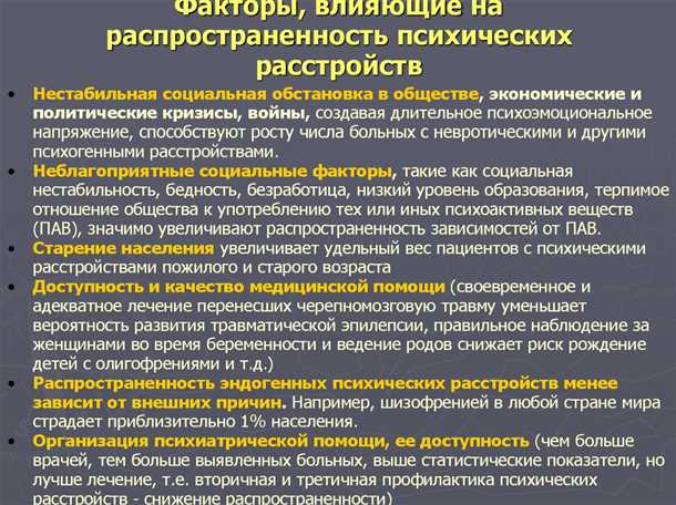 Влияние психосоциальных факторов на неврологические аспекты психических расстройств.